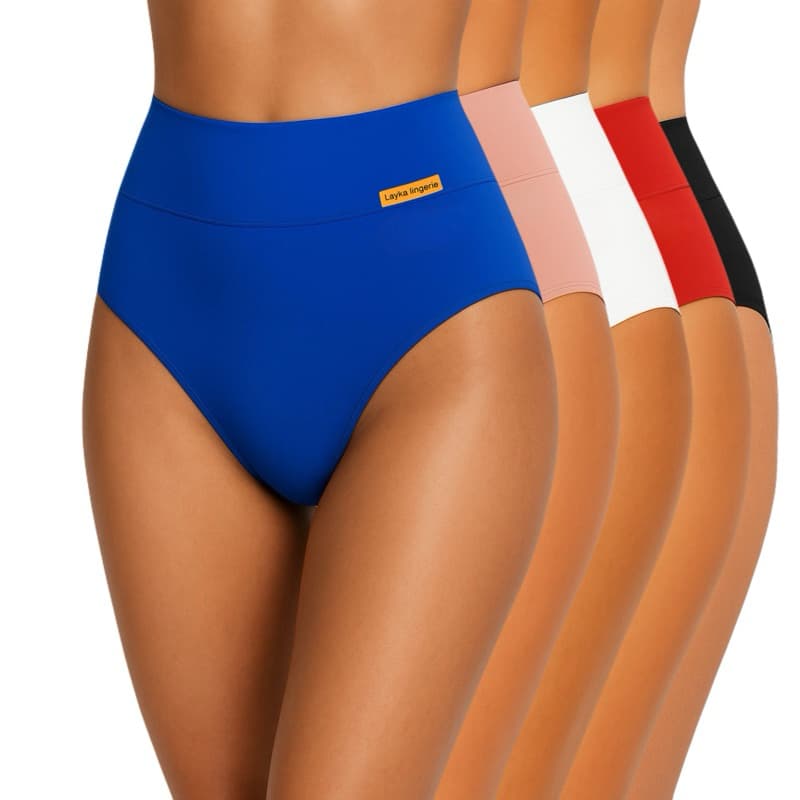 kit 5  lindas calcinhas cós alto Layka cós duplo conforto cores atacado revenda