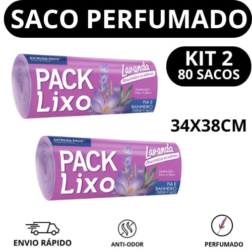 Saco de Lixo Perfumado Banheiro E Pia Lavanda Anti Odor Pack Lixo