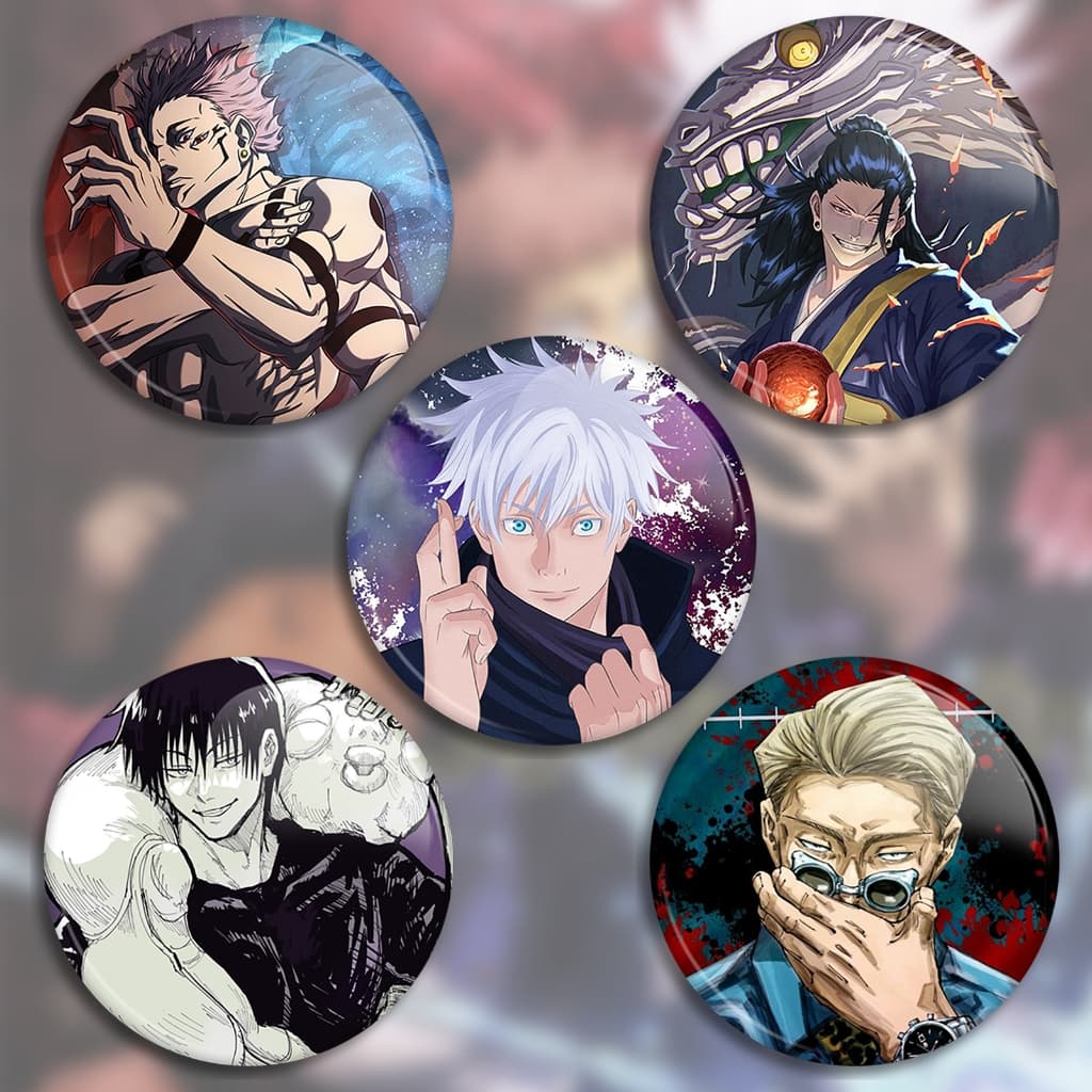 kit 5 botons Jujutsu Kaisen, Broche Jujutsu Kaisen, boton para mochila jujutsu