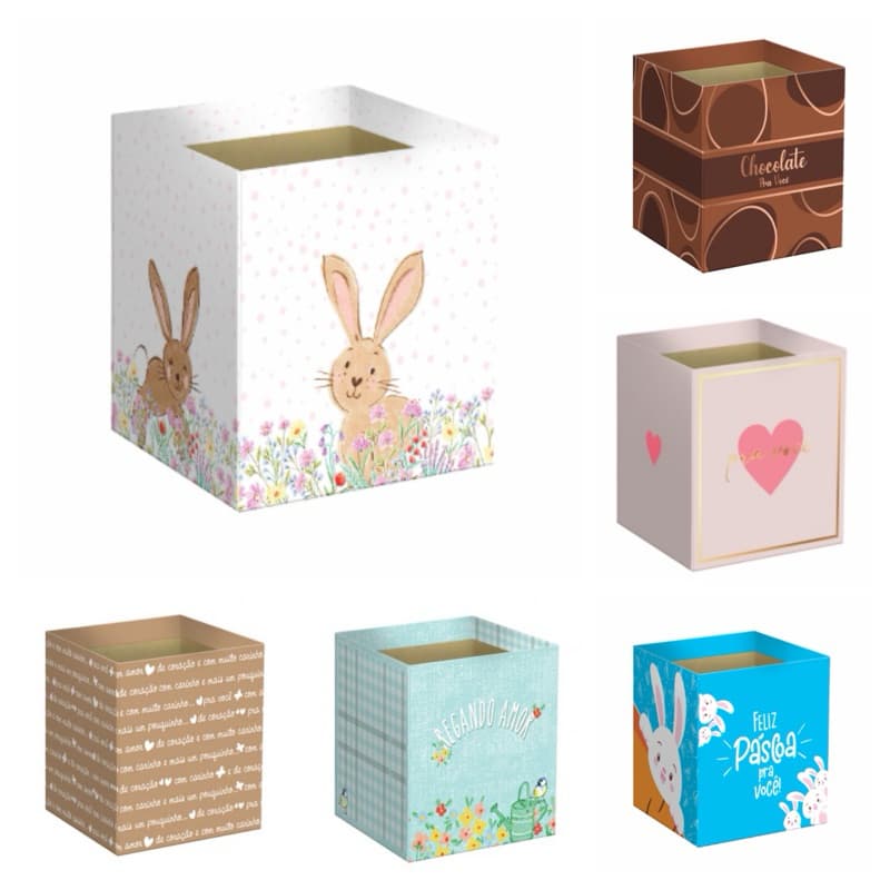 Cachepot Quadrado Pote 11 Decorado/Estampado para Flores e Presentes 5 unidades