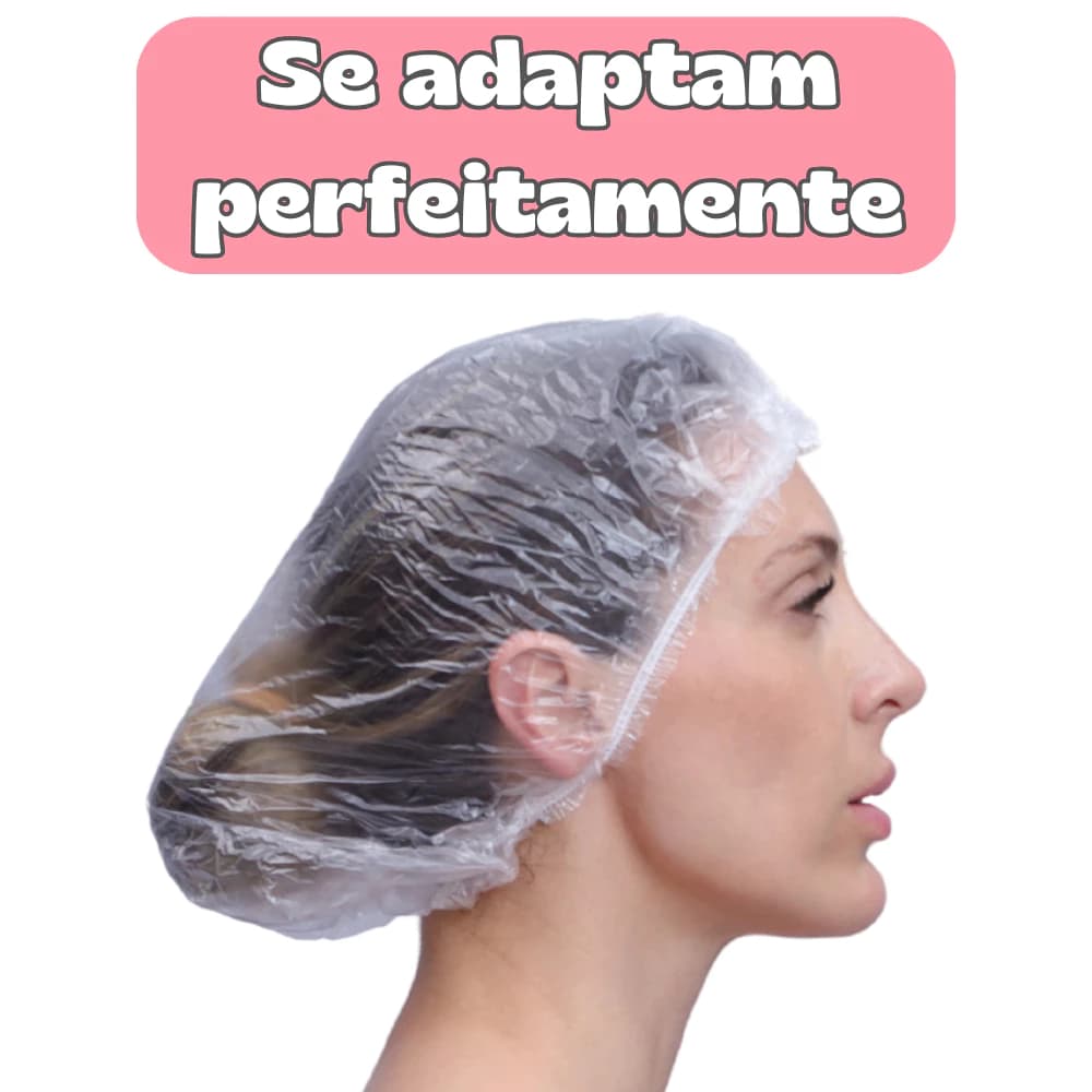 100 Unidades Touca Plástica Descartável Transparente com Proteção Impermeável