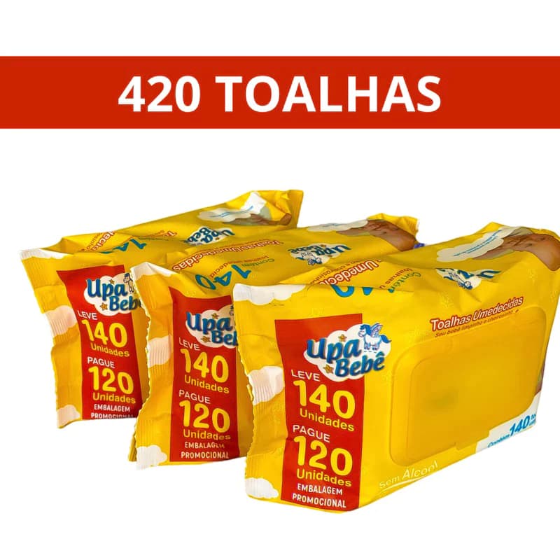 420 Toalhas Umedecidas/3 Pacotes- Upa Bebê