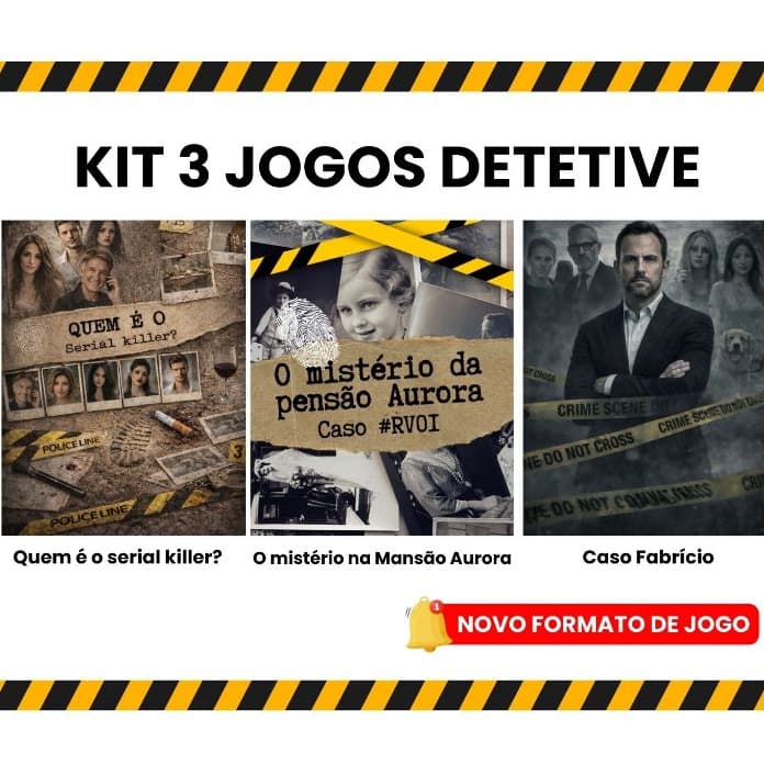 KIT 3 JOGOS DETETIVE - Investigação Criminal Resolva Casos Criminais