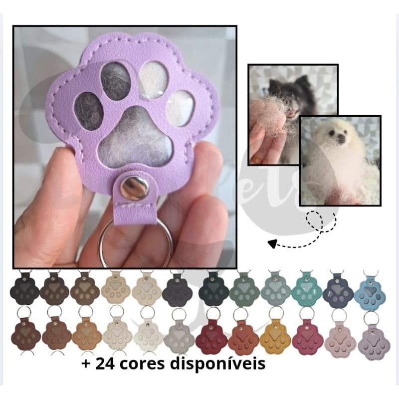 Chaveiro patinha PET lembrança Para colocar o pêlo do seu doguinho