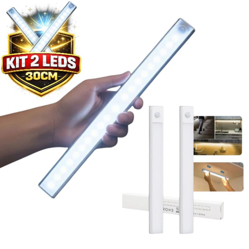 Luminária Barra Slim Led Usb Recarregável C/ Sensor Lâmpada 2x peças 20CM