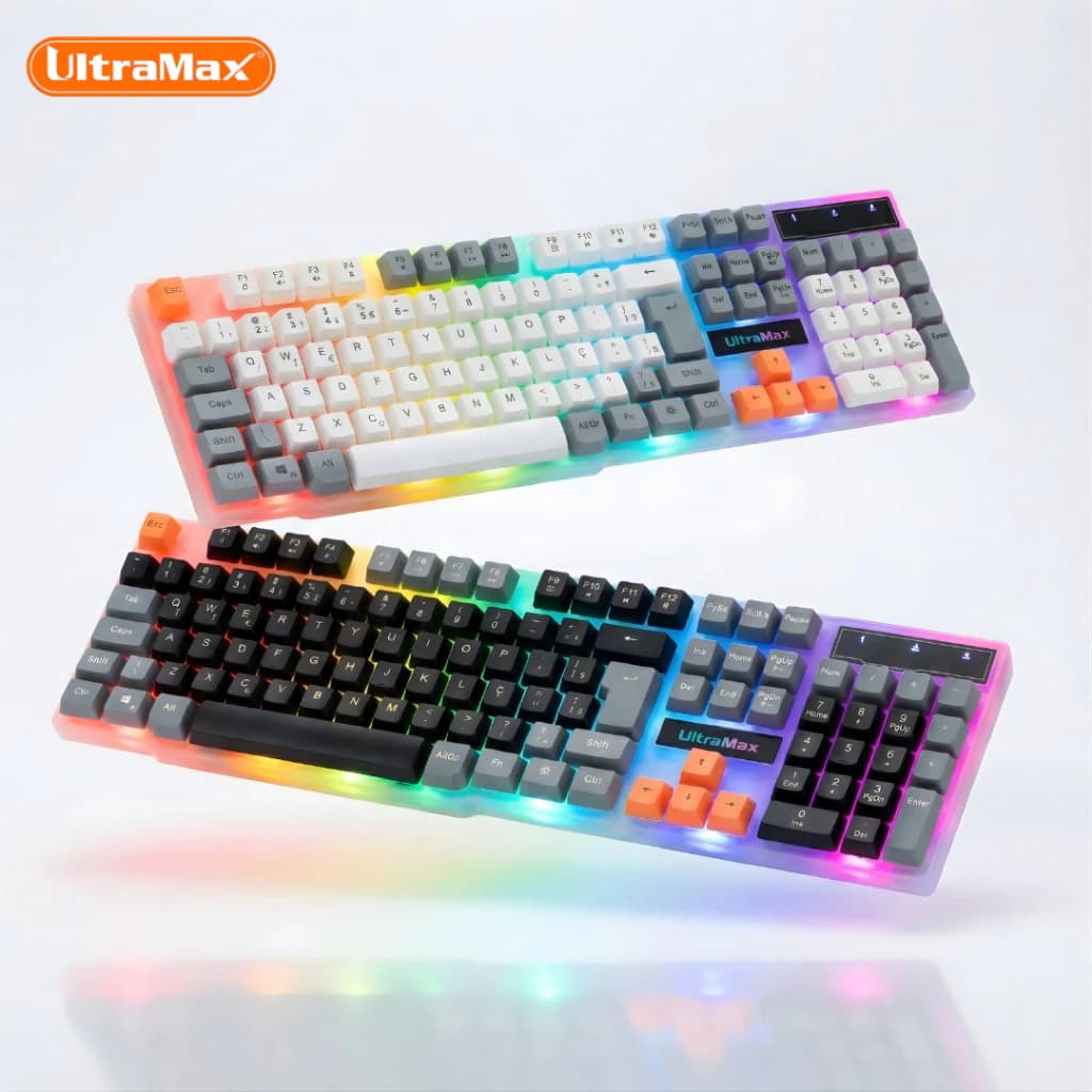 Teclado Semi-Mecânico Gamer UltraMax ULT-026 RGB Formato Full Size 100% ABNT2