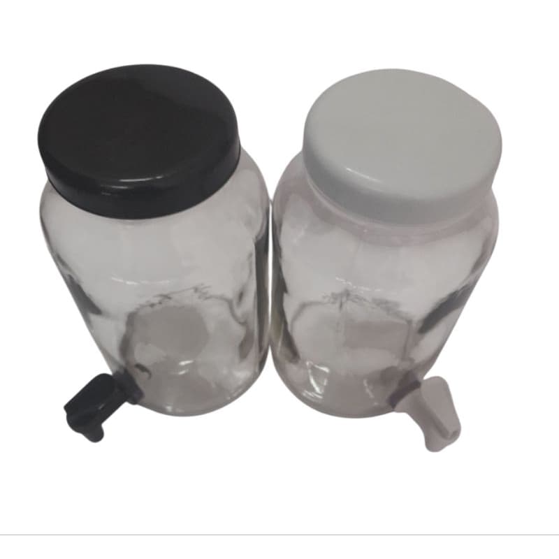 2-Suqueiras De Vidro Capacidade De 3 Litros Tampa De Plastico - Torneira De Plastico