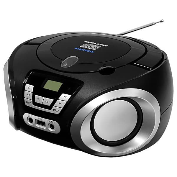 Rádio Toca CD Micro System Megastar MP1842BTB 1200W Bluetooth Rádio FM Bivolt Preto/Prata