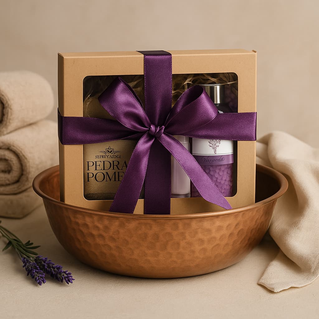 Kit SPA dos pés mini + Escalda pés + Sabonete + Creme Hidratante + Pedra POME