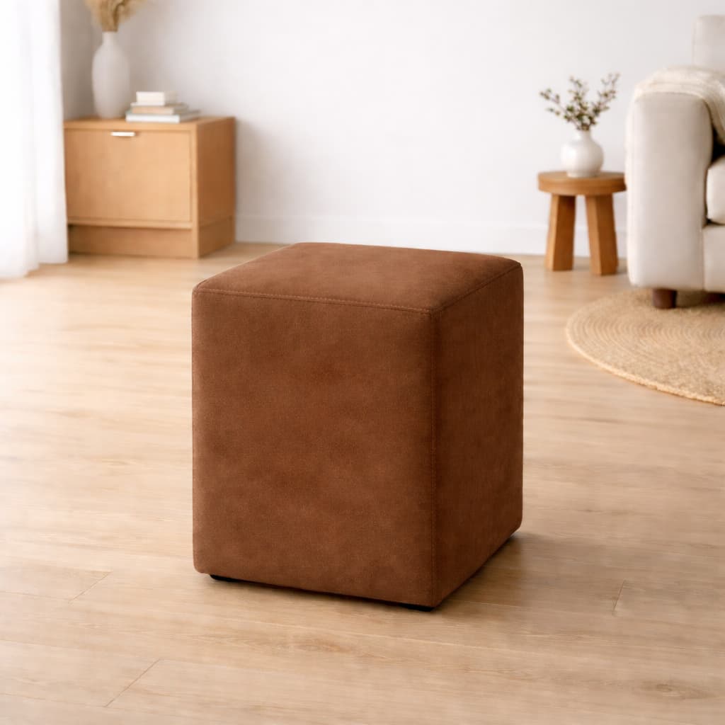 Puff Decorativo Quadrado em Suede Premium 35x35x45 Banco Puff para Sala Quarto Moderno Varias Cores