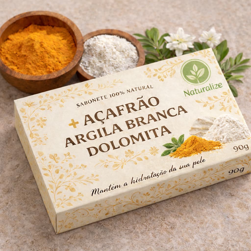 Sabonete de Açafrão, Argila Branca e Dolomita – Clareador de Manchas, Axilas, Virilha - Envio Rápido