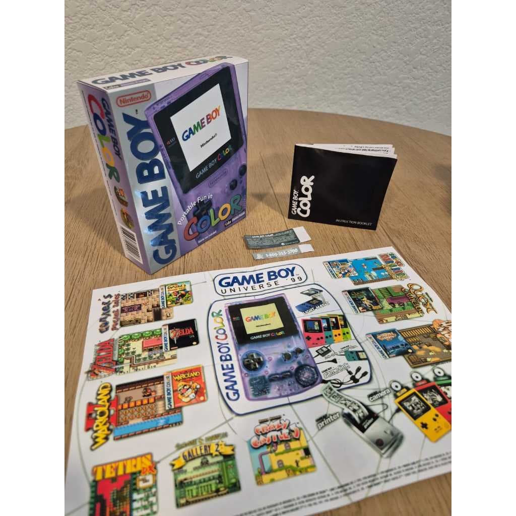Caixa Game Boy Color Atomic Purple / roxo ranslucido Premium Completa c/ Manual, Labels e Flyer