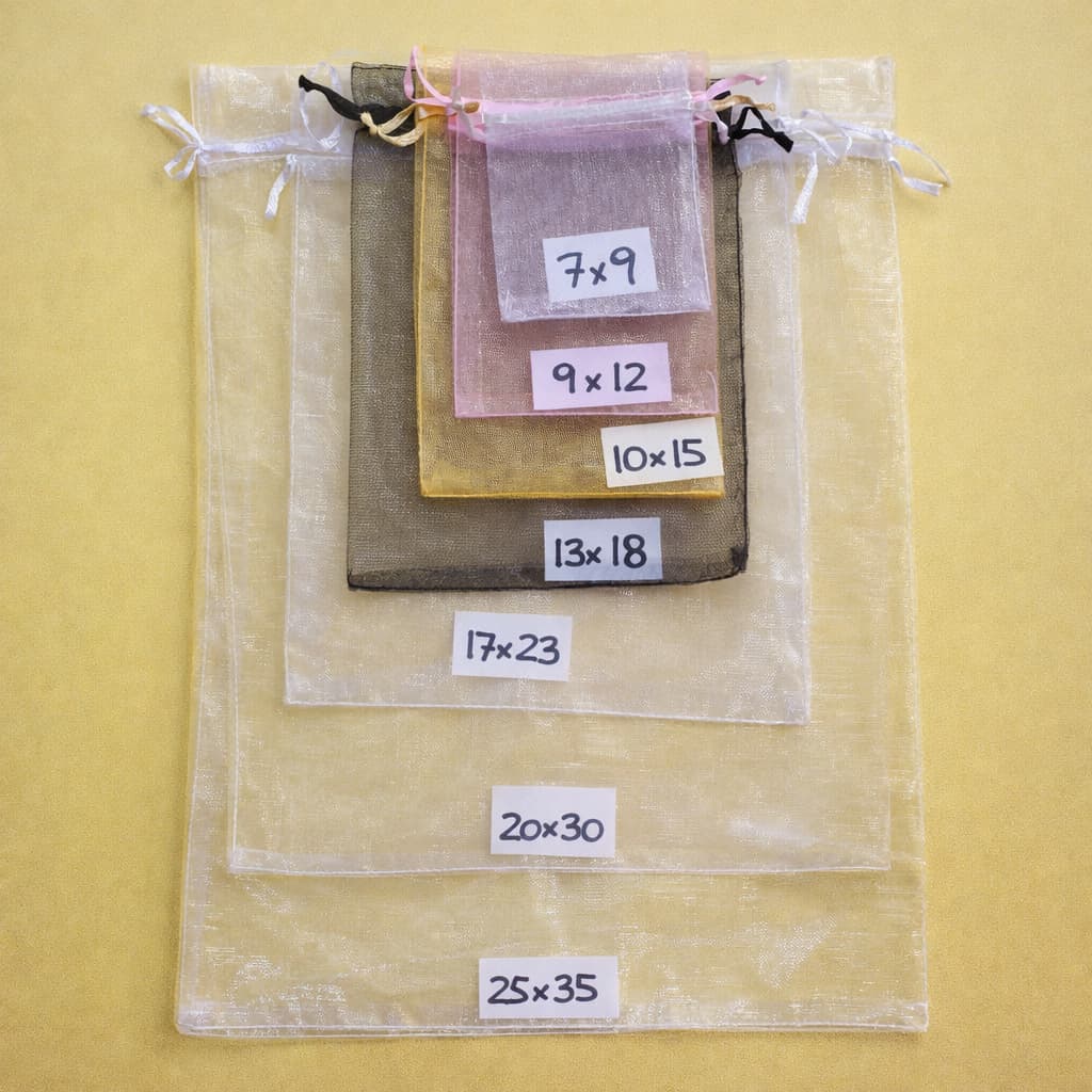 50 ou 100 Saco Saquinho Organza Tule 7x9 9x12 10x15 13x18 15x20 17x23 20x30 Festa Casamento