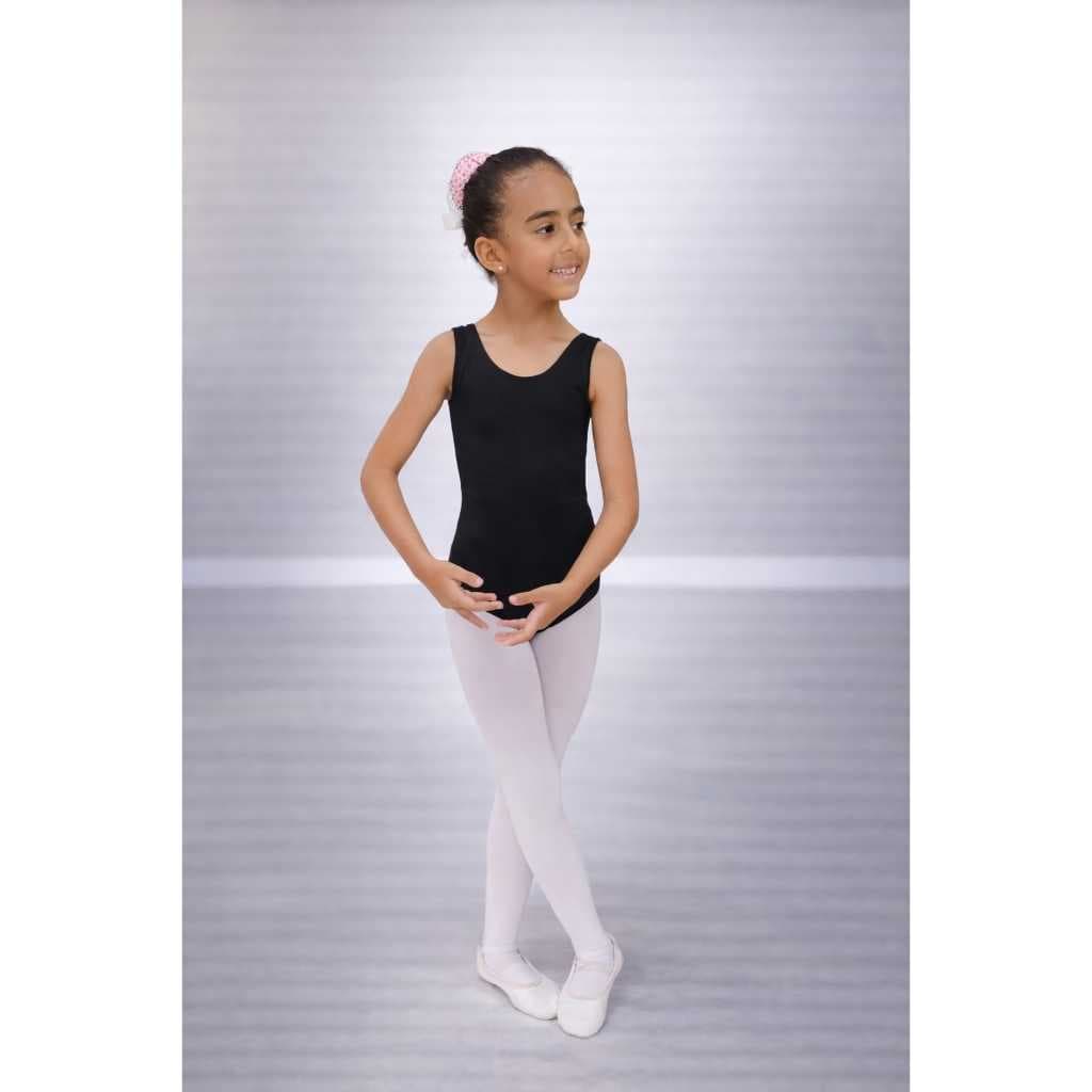 Collant Infantil Ballet Regata Preto em Suplex | Roupa de Dança Clássica Menina