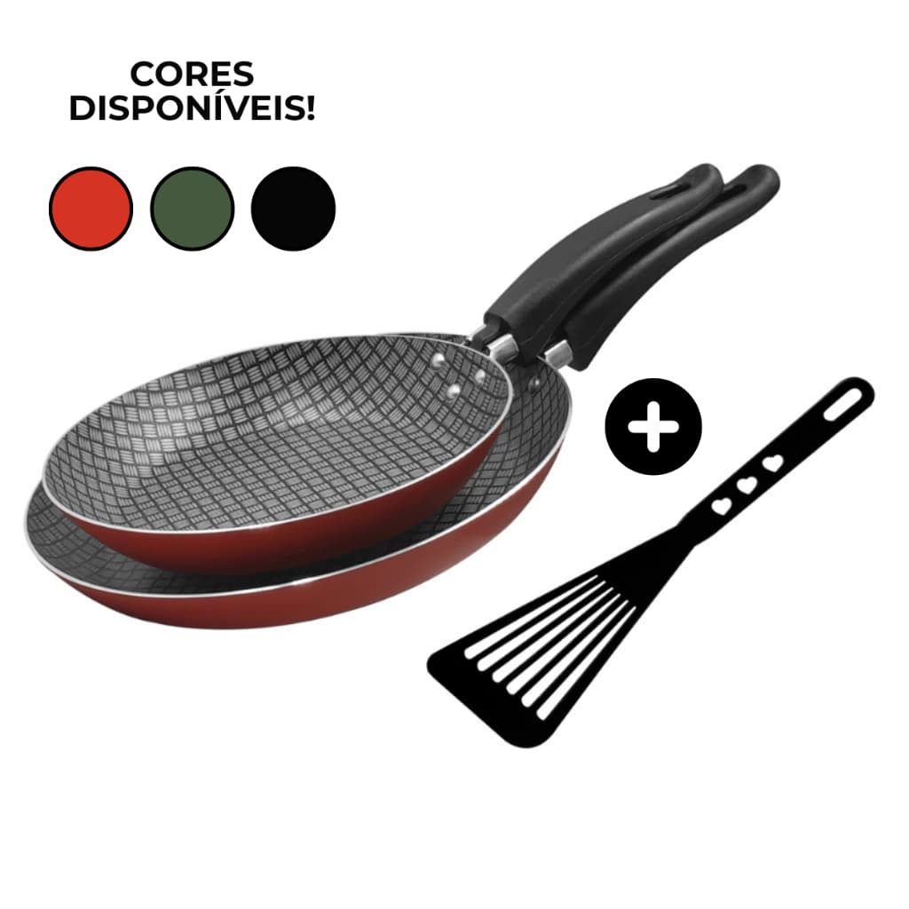 Kit 2 Frigideiras Antiaderente Gold Ultraflon 7 Camadas + Espátula Alumínio Pato Branco