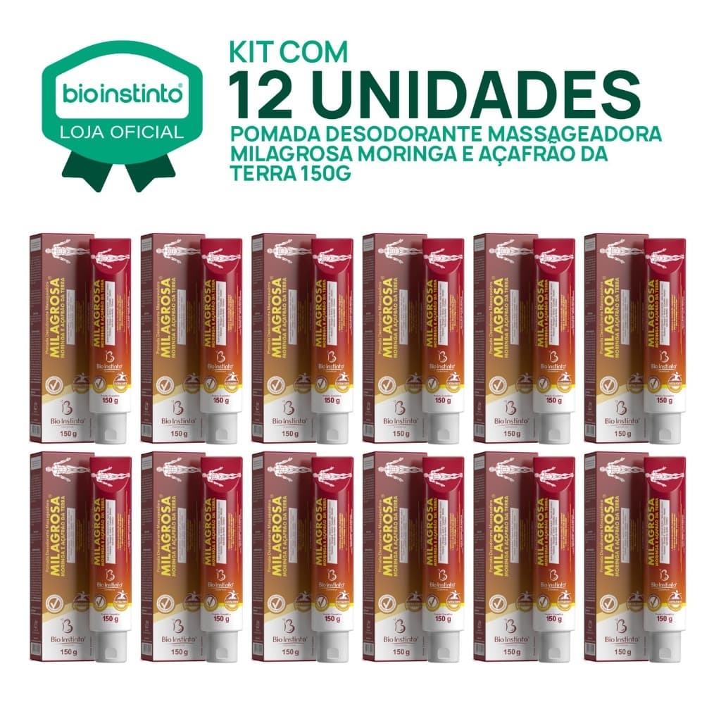 12 UN POMADA MILAGROSA 150g Bio Instinto Massageadora  Açafrão da Terra dores musculares Atleta