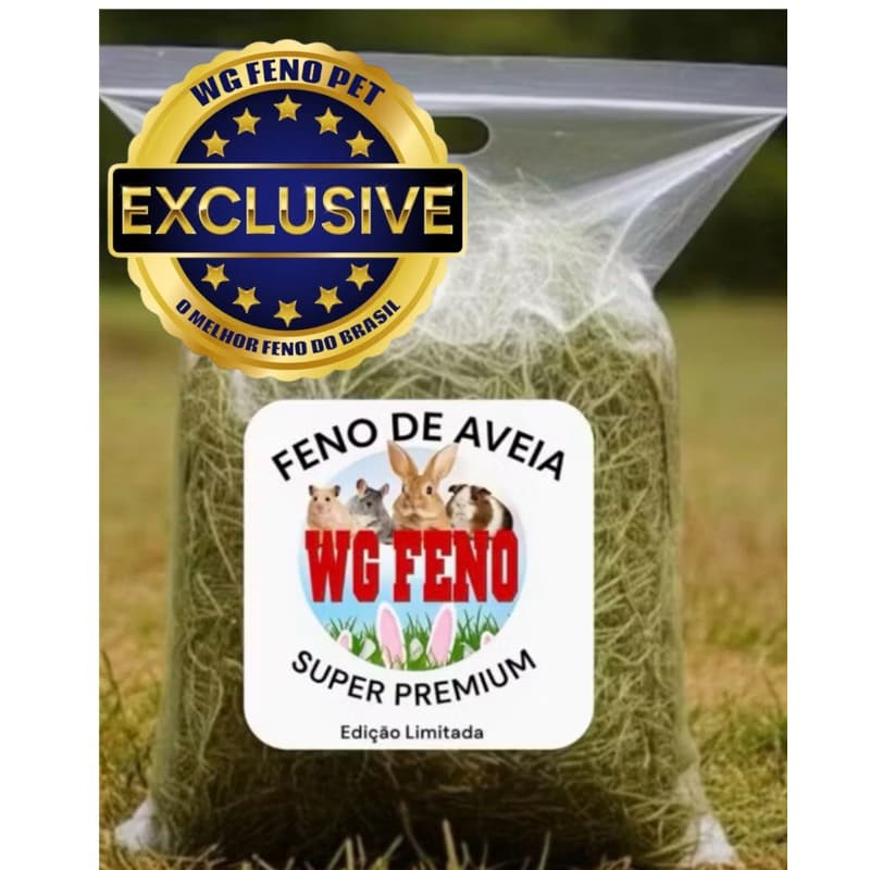 Mix de Feno de AVEIA com Feno de TIFTON 85 p/ Coelhos e roedores - EXCLUSIVO WG FENO PET