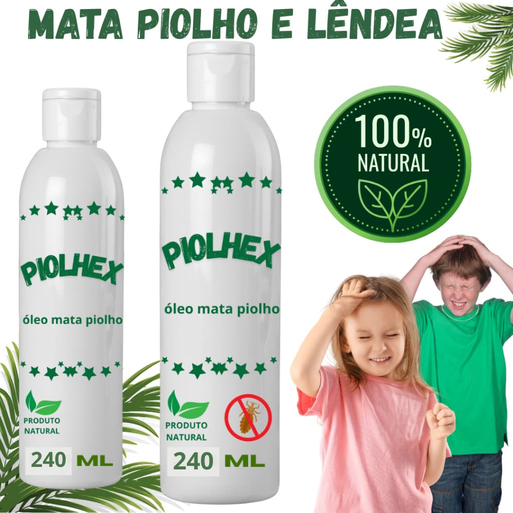 Kit 2 Piolhex | Mata Piolhos e Lêndeas Produto Natural Elimina Na Primeira Aplicação 250ML