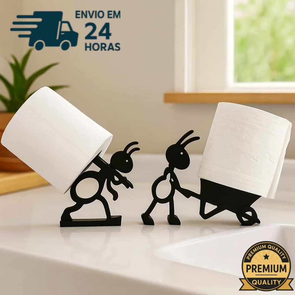 Suporte Papel Higiênico Formiga Decorativo | Porta Papel Criativo para Banheiro