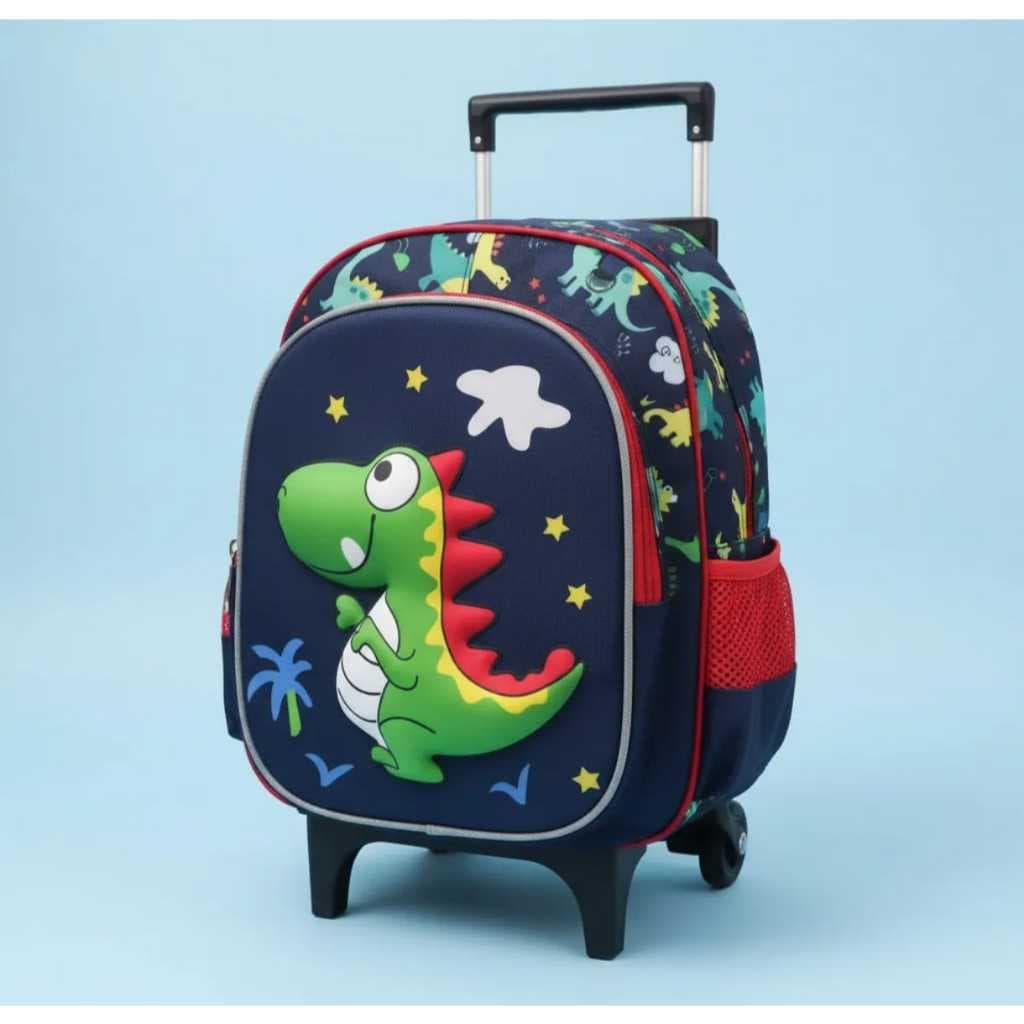 Mochila Escolar De Creche Infantil Pequena Menino Dinossauro Com Rodinha 01931