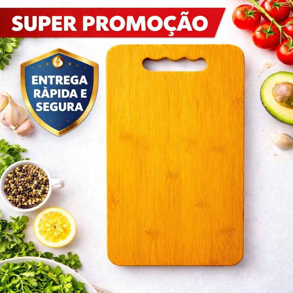 Tábua de Carne Cozinha MDF 29x19cm Reforçada – Aproveite Hoje Prática Resistente Essencial Petisco