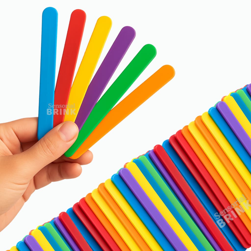 Kit Para Aprendizagem Com Palitos de Plastico Picole Brinquedo menino e menina Aprendizagem Educacional Pedagógico TDH