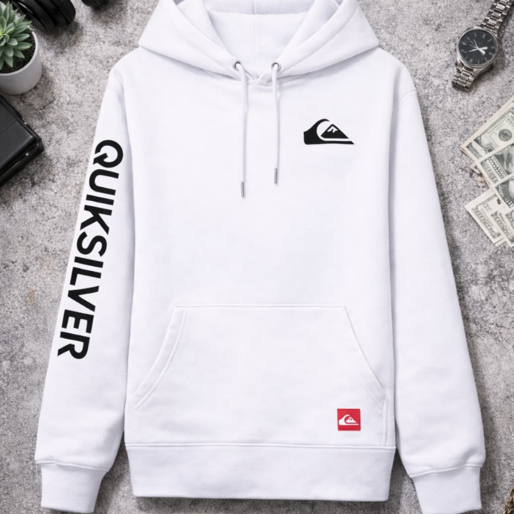 Moletom Quiksilver Masculino Canguru Com Capuz Estampa na Manga Streetwear