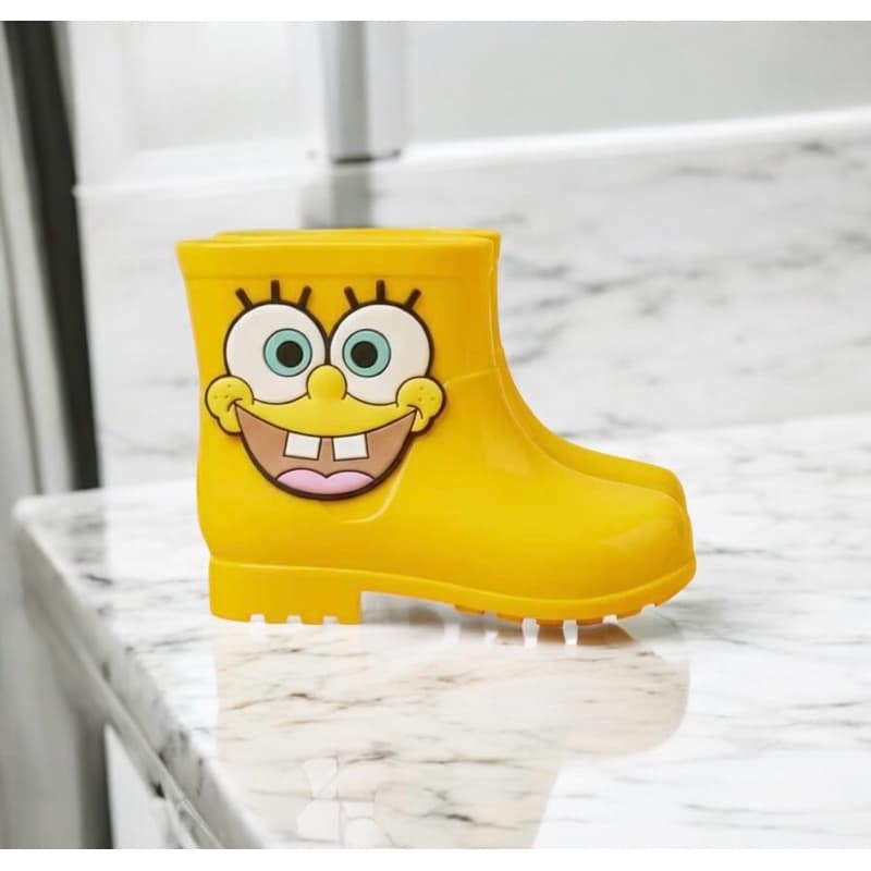 Bota de Chuva Galocha Menino e Menina Bob Amarelo Leve Antiderrapante Impermeável Esponja Confortável