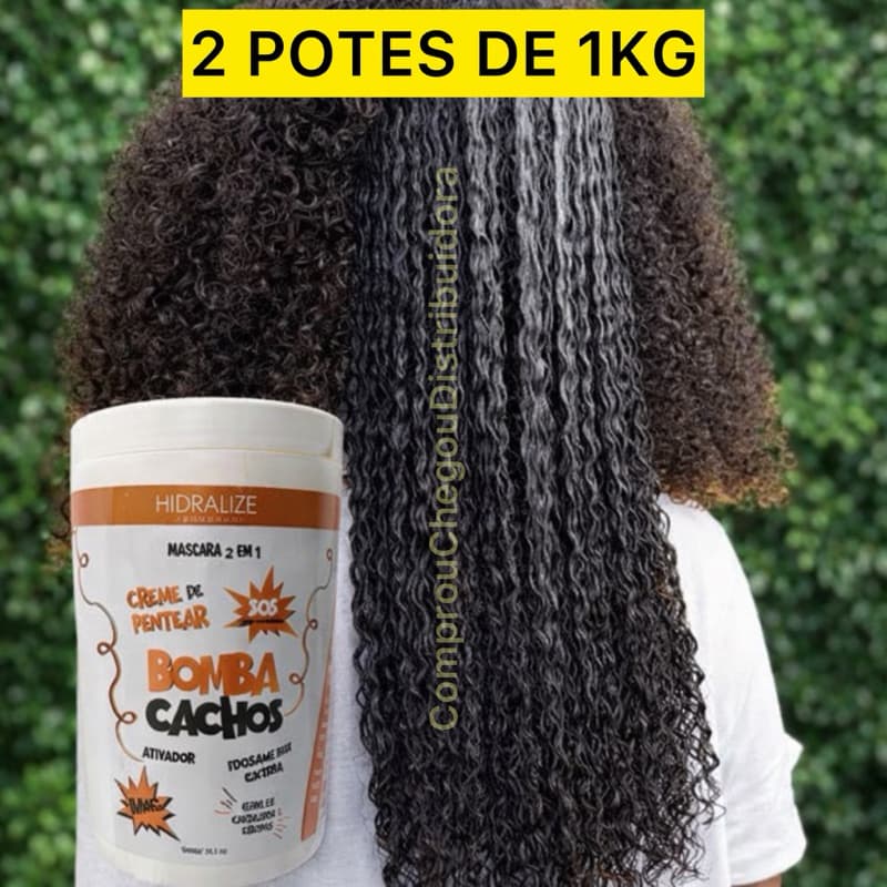 Creme De Pentear BOMBA CACHOS 1KG Ativador De Cachos Cabelo Crespo Cacheado Definição Dos Cachos 1 ou 2 Potes