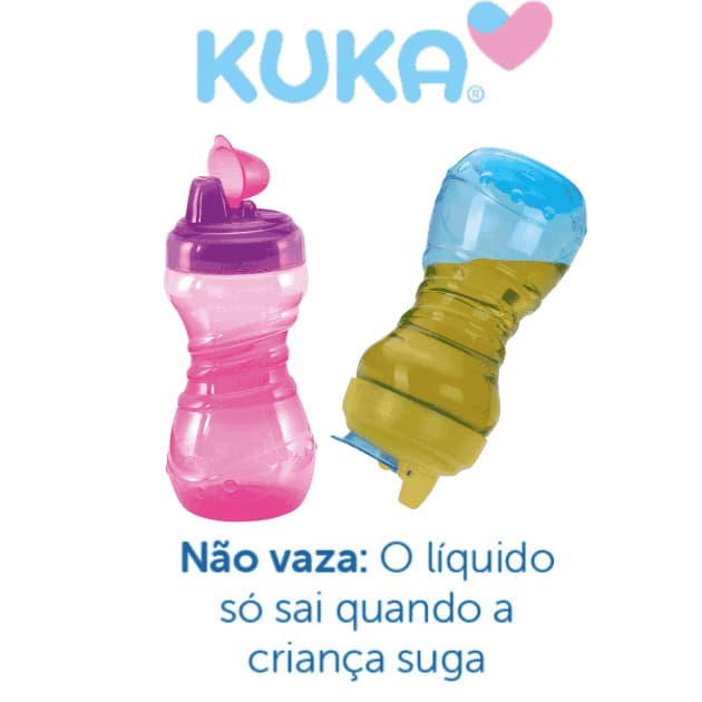 Copo de Treinamento Fun Kuka Antivazamento Transição Bico Rígido 330ML Menino e Menina com Capuz