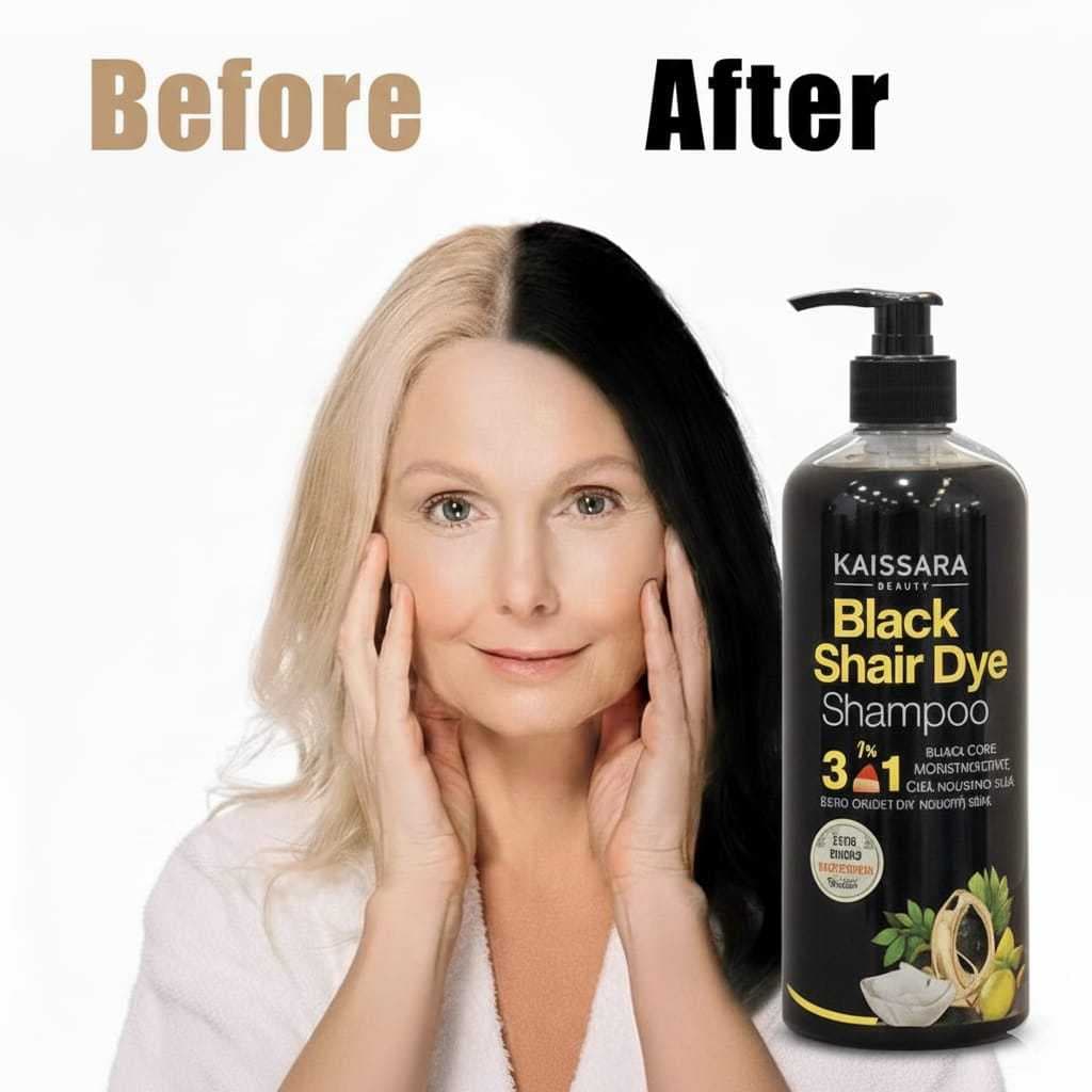 SHAMPOO 500ML ESCURECEDOR E RAIZES BLACK HAIR COLOR 3 EM 1 PRETO