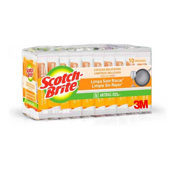 Bucha de lavar vasilha scotch brite Limpeza delicada 10 Un