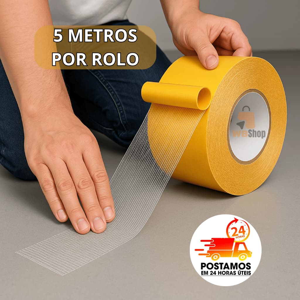 Fita Dupla Face Para Tapete Carpete Tecido De Fixação Resistente Impermeável