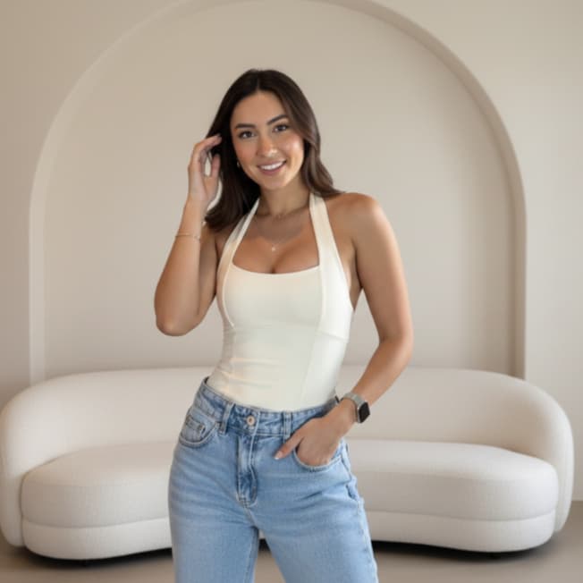 Blusa Halter Antonella Frente Única Dupla na Frente com Recortes Moda Gringa