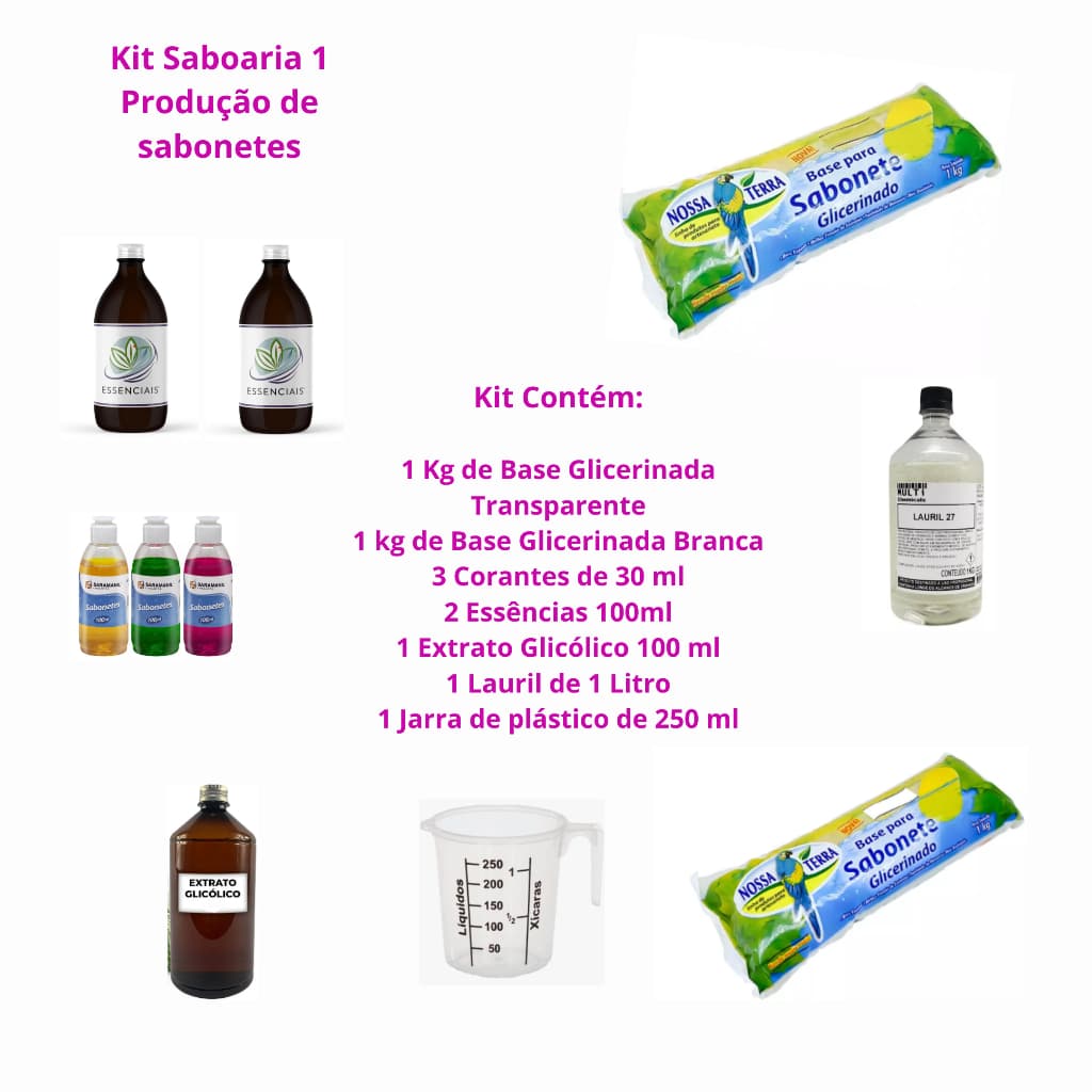 KIT INICIAR FABRICAÇÃO DE SABONETE SABOARIA SABONETE ARTESANAL