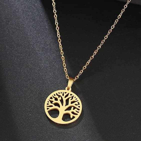 Pingente Coração Crucifixo Arvore da Vida em Aço Inoxidável 316L