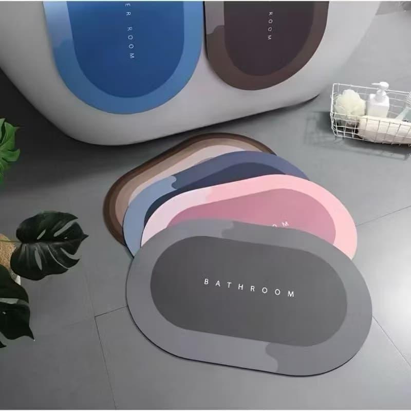 Tapete de banheiro 40x60cm, secagem rápida, antiderrapante e com base resistente a manchas.