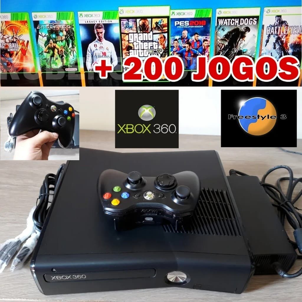 Xbox 360 Desbloqueado com 200 Jogos no HD