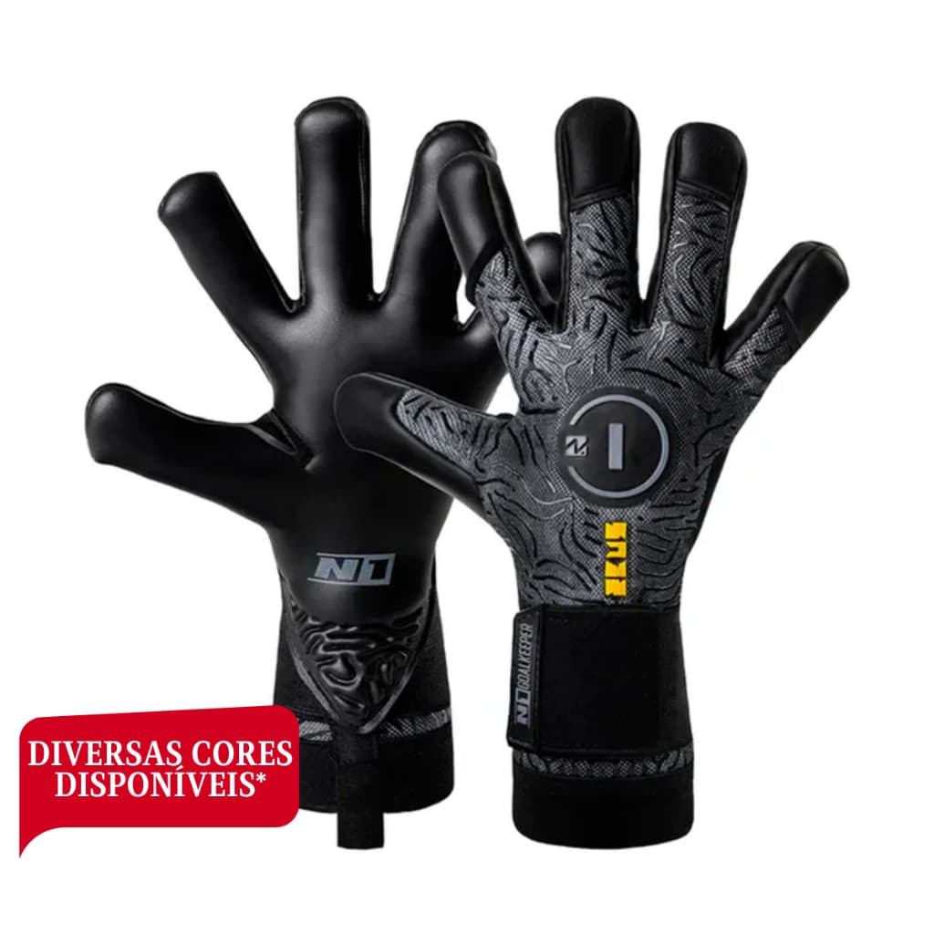 Luva De Goleiro Profissional N1 Zeus 2.0 Grip Extremo Corte Vapor Latex Alemão Palma Estendida Chuva e Sol Neoprene