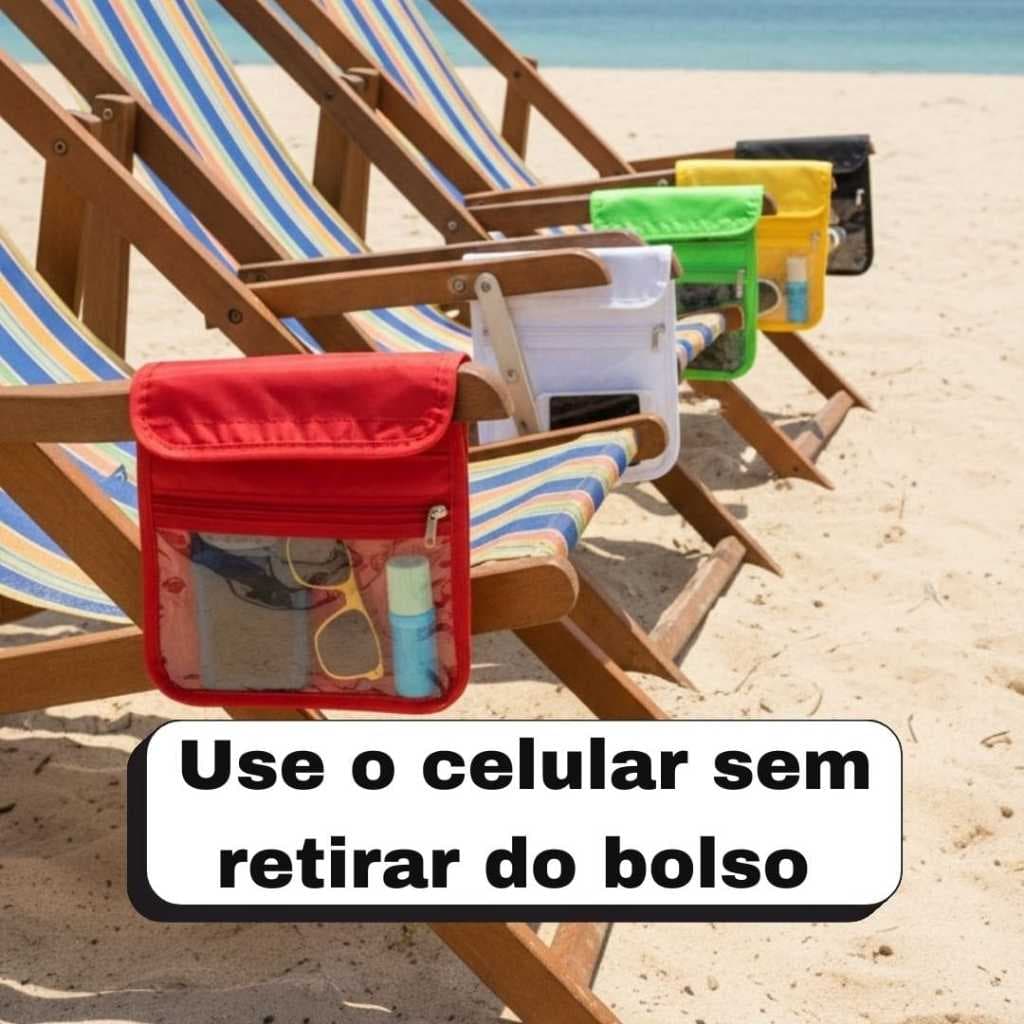 Necessaire Feminina Impermeável para Cadeira de Praia com Bolso Touch