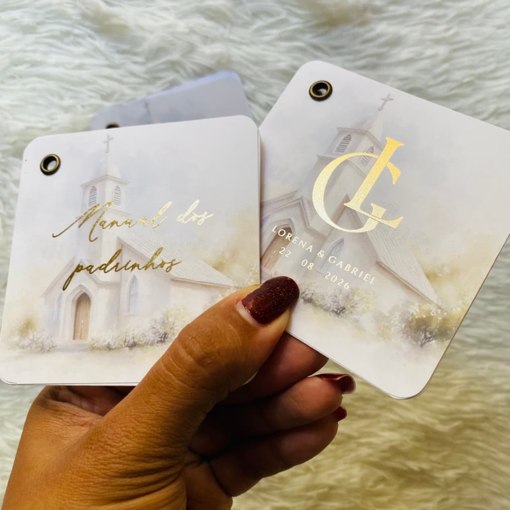 Manual de Padrinhos para Casamento Dourado - Quadrado arredondado