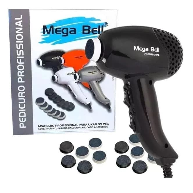 Pedicuro Elétrico Profissional Preto Esfoliador para Pés + 12 Lixa 127/220