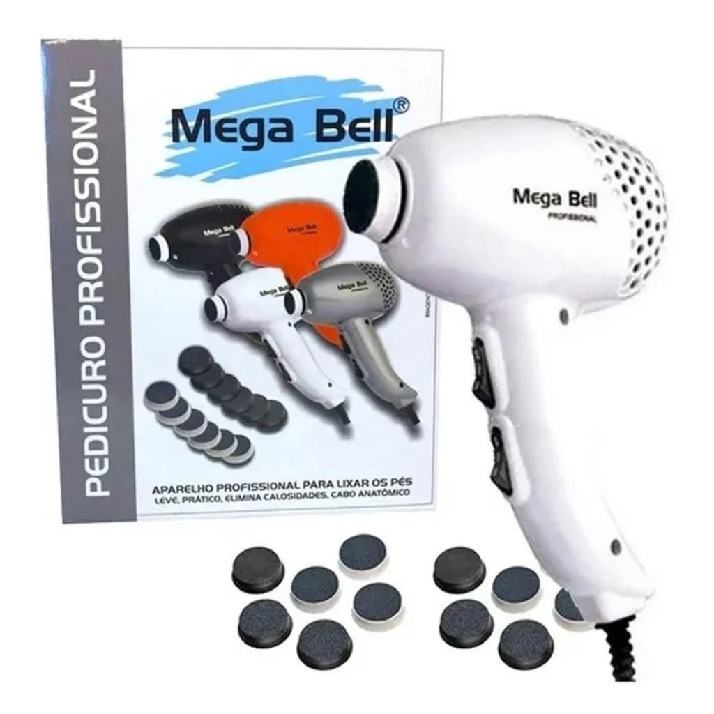 Pedicuro Elétrico Profissional Branco Esfoliador Lixa Elétrica para os Pés + 12 Lixas Descartáveis