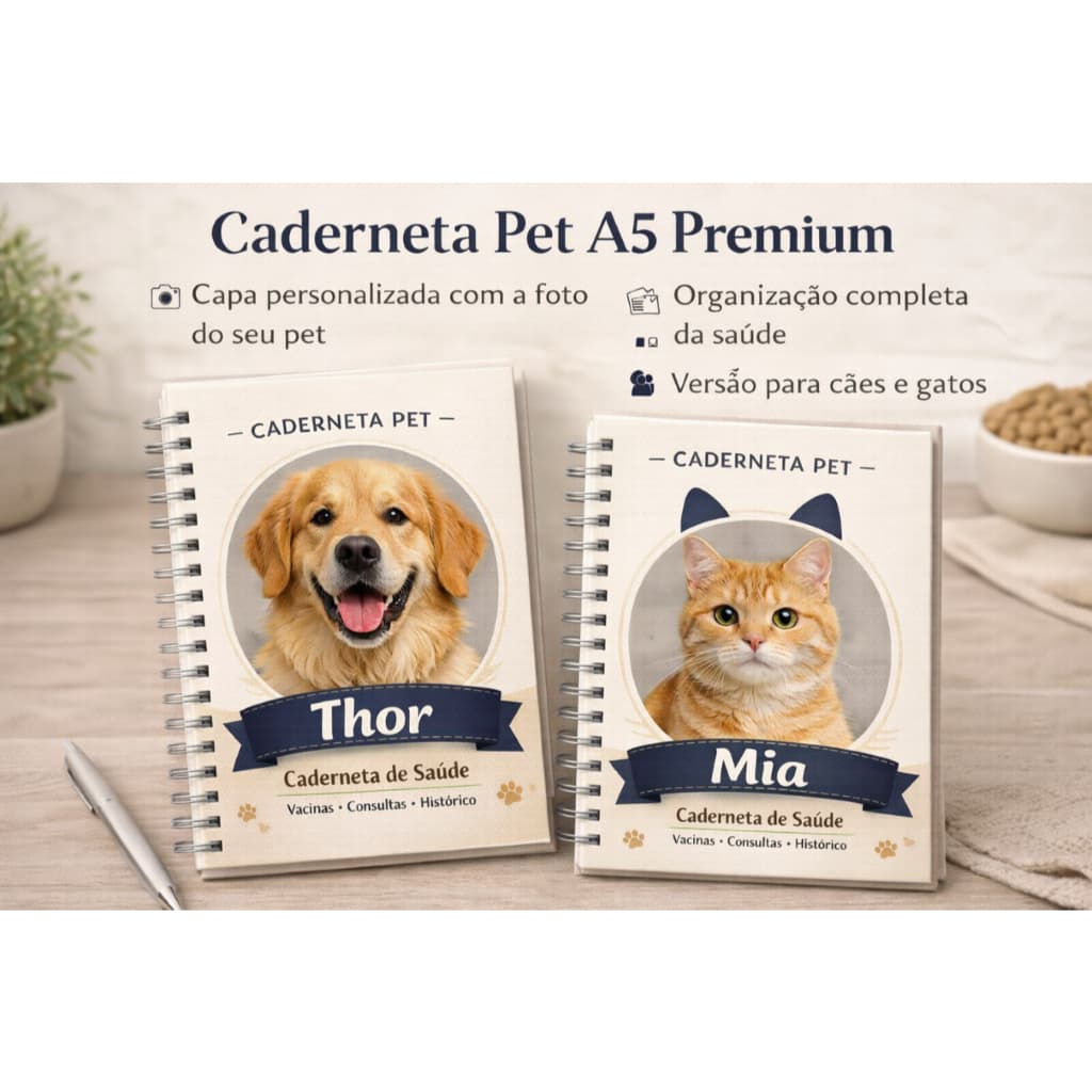 Caderneta Pet A5 Premium Personalizada | Saúde, Vacinas e Histórico do Seu Pet