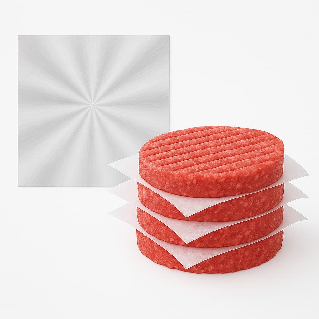 100 folhas Separador Plastico de hambúrguer 15cm x 15cm - Alimentício Não gruda