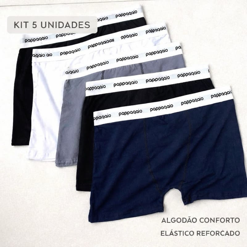 Kit 5 Cuecas Boxer Masculina Algodão Cotton Conforto Elástico Reforçado Promoção