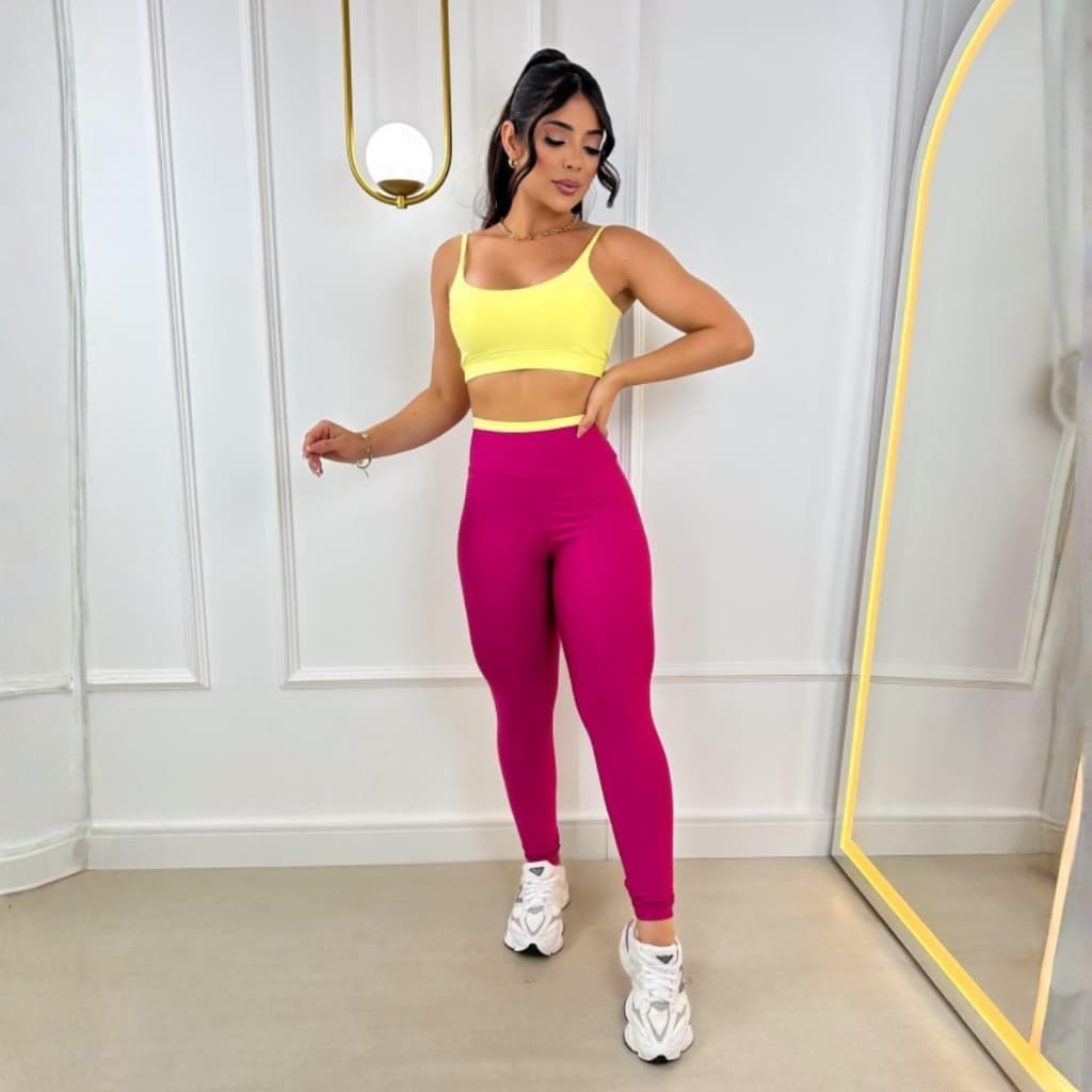 Conjunto Fitness Top e Legg Zero Transparência Suplex Premium Bojo Removível CrossFit Feminino Roupa Academia