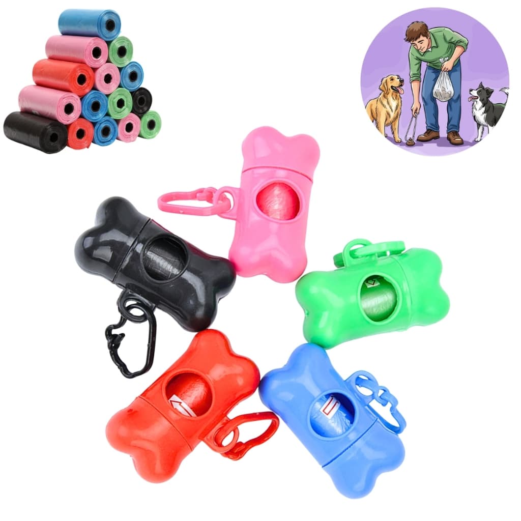 Kit Porta Saquinho Cata Coco Higiênico para Cachorro Kit Porta Saquinho com 3 Refis