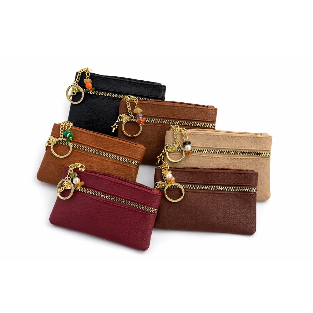 Carteira Feminina de Mão em Couro Chaveirinho com Alça de Pulso Removível e Zíper Duplo Carteira para Celular - Original