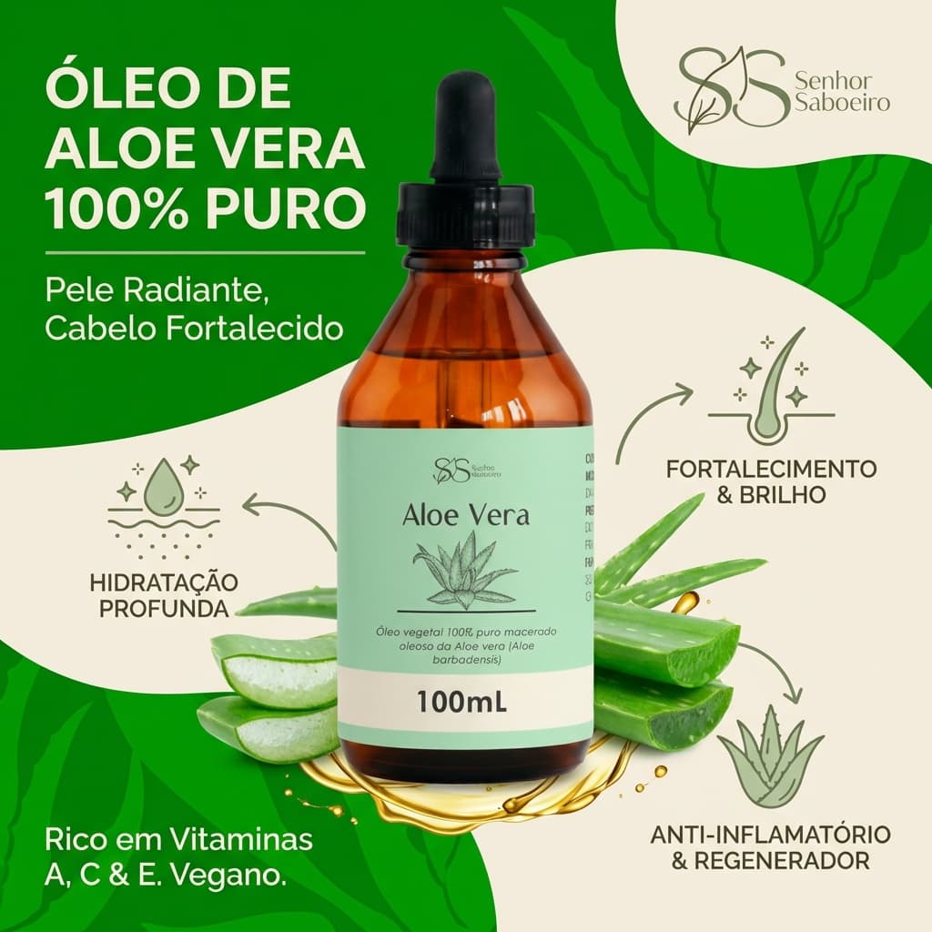 Óleo Cicatrizante Psoríase Tratamento natural Aloe Vera Babosa - 100% Puro - Alívio natural